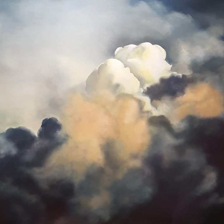 Jeannine Rücker, 2017 "Gewitterstimmung", 100 x 100 cm,Acryl auf Leinwand, Malerei, Kunst, Natur, Himmel, Wolken, Acrylmalerei
